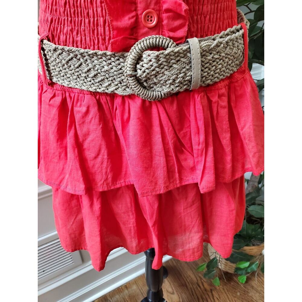 Chesley Women's Red 100% Cotton Sleeveless Casual Knee Length Dress Size L - Picture 7 of 12